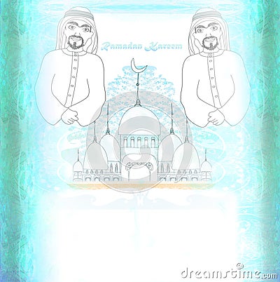 Abstract religious card - muslim man praying Cartoon Illustration