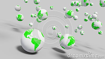 Abstract rendering of many worlds bouncing, 3d illustration Stock Photo
