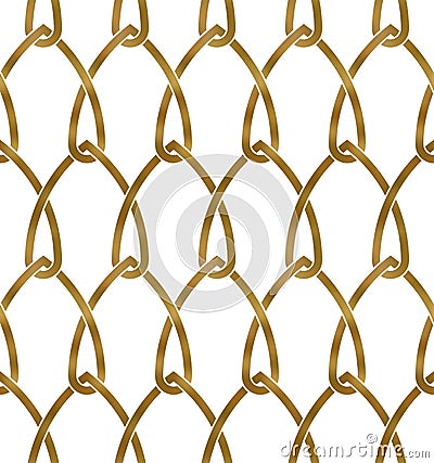 Abstract repeatable pattern background of golden twisted bands. Swatch of gold intertwined bands with loops. Seamless pattern in Vector Illustration