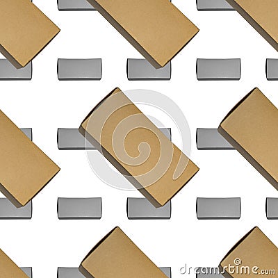 Abstract repeating seamless background of cardboard boxes Stock Photo