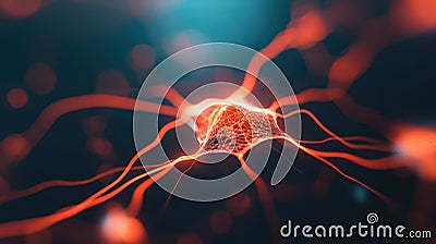 an abstract representation of AI as a glowing holographic entity, surrounded by floating neural pathways Stock Photo