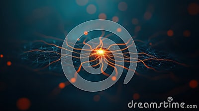 an abstract representation of AI as a glowing holographic entity, surrounded by floating neural pathways Stock Photo
