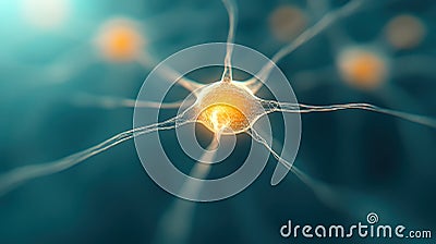 an abstract representation of AI as a glowing holographic entity, surrounded by floating neural pathways Stock Photo