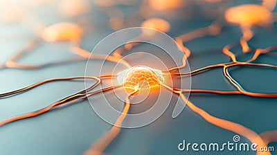 an abstract representation of AI as a glowing holographic entity, surrounded by floating neural pathways Stock Photo