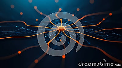 an abstract representation of AI as a glowing holographic entity, surrounded by floating neural pathways Stock Photo