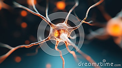 an abstract representation of AI as a glowing holographic entity, surrounded by floating neural pathways Stock Photo