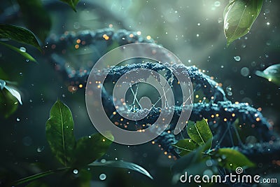 an abstract representation of biotechnology with vibrant colors and intricate patterns symbolizing innovation Stock Photo