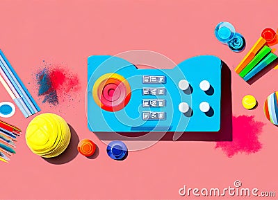 abstract representation of the concept of play station using dynamic shapes and colors Stock Photo