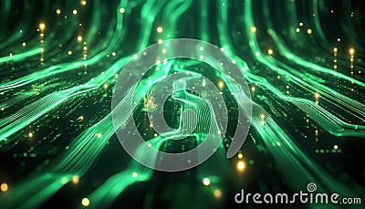 Abstract Representation of Data Flow in High-Speed Networks Binary Code Streams, Connectivity, and Digital Speed, Futuristic Stock Photo