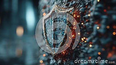 Abstract Representation of Firewall Security with Data Visualization Elements Stock Photo