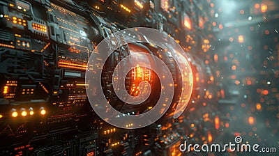 An abstract representation of the hightech stock exchange displays a mazelike structure made up of circuit boards and Stock Photo