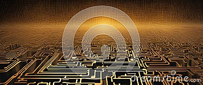 An abstract representation of interconnected circuit boards and data streams flowing seamlessly through a digital maze, Stock Photo