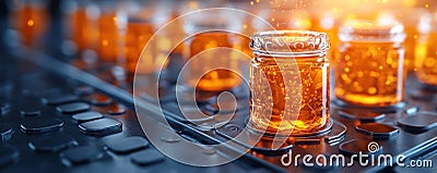 Abstract Representation of IPA Brewing in a Microbrewery, Glowing Lines and Dynamic Textures A Visual Journey Through the Craft Stock Photo