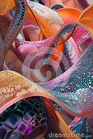An abstract representation of nanotechnology merging with fabric, visualizing the microscopic process in a creative industry Stock Photo