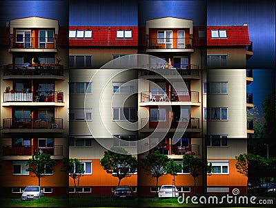 Abstract of Residential Building in Vasarely Style Stock Photo