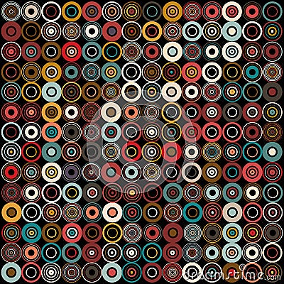 Abstract retro background with multi coloured circles pattern design Vector Illustration