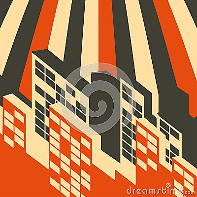 Abstract retro city background Vector Illustration