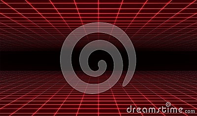 Abstract retro futuristic red laser grid background. Vector Illustration Stock Photo