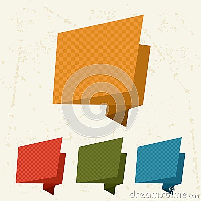 Abstract retro origami banners and speech bubbles Vector Illustration