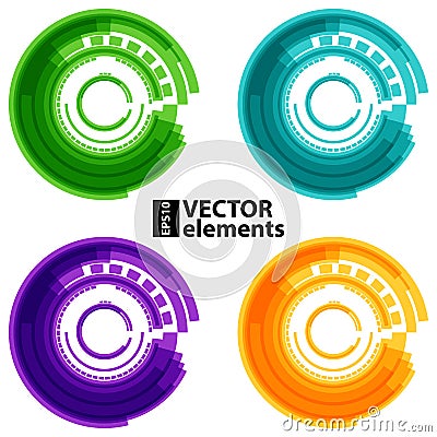 Abstract retro technology circles Vector Illustration