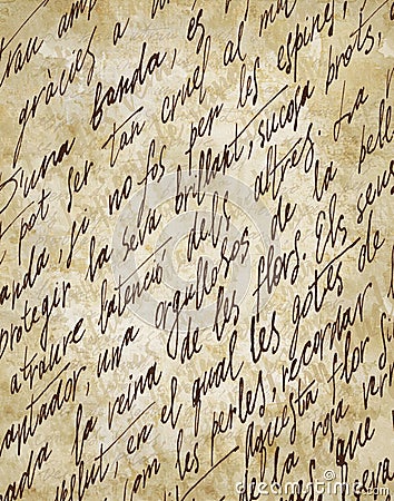 Old manuscript vintage letter handwriting calligraphy text background Stock Photo