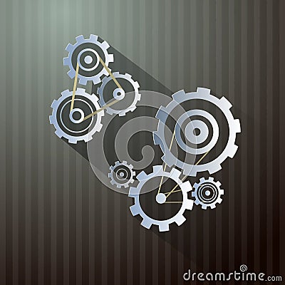 Abstract Retro Vector Cogs - Gears Vector Illustration