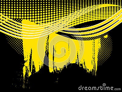 Abstract retro yellow wave background Vector Illustration