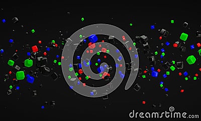 abstract RGB atom nano technology particle background 3d rendering Stock Photo