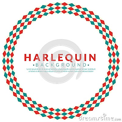 Abstract rhombus round frame. Circle frames with classic harlequin check patterns isolated on white background. Vintage concept. Vector Illustration
