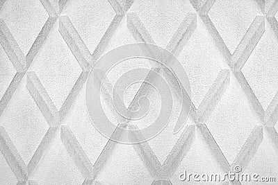 Abstract rhombus shape white and black color background close up, gray concrete wall with diamond texture pattern, copy space Stock Photo