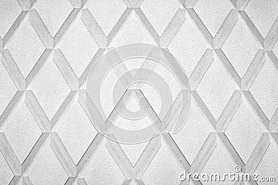 Abstract rhombus shape white and black color background close up, gray concrete wall with diamond texture pattern, rhomb ornament Stock Photo