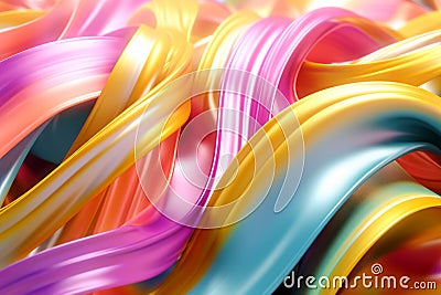 Abstract ribbons pastel 3D rendering 3d ultra realistic, unreal engine, 8k ultra. AI Generative Stock Photo