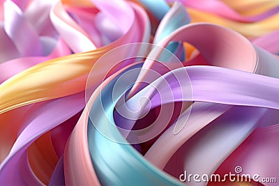 Abstract ribbons pastel 3D rendering 3d ultra realistic, unreal engine, 8k ultra. AI Generative Stock Photo