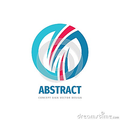 Abstract ring - positive concept logo design. Circle with shapes creative logo sign. Development business strategy vector logo sym Vector Illustration