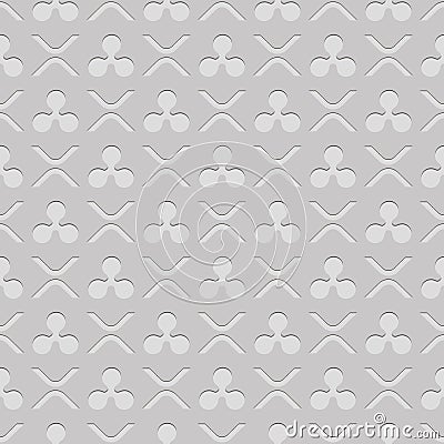 Abstract Ripple symbols seamless pattern. Light white elegant background. Repeat digital money backdrop. Modern crypto ornaments Vector Illustration