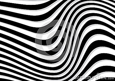 Abstract rippled or black wave lines pattern on white background and texture Vector Illustration