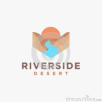 Abstract riverside desert logo vector icon Vector Illustration