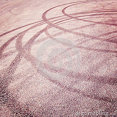 Abstract road background with tire tracks on the asphalt - vintage effect. Stock Photo