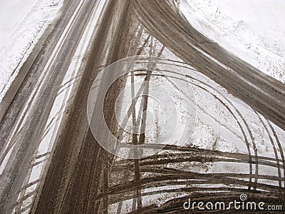 Abstract roads of intersection in winter Stock Photo