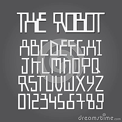 Abstract Robot Alphabet and Digit Vector Vector Illustration