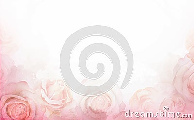 Abstract romantic rose horizontal background. Delicate design template for greeting cards and invitations. Vector Illustration