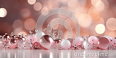 Abstract romantic shiny Pink Background, St. Valentine's Day Wallpaper, Valentine Hearts Holiday Stock Photo
