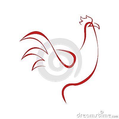 Abstract Rooster Line Art Symbol Graphic Vector Illustration