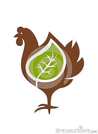 Rooster chicken eco logo Stock Photo