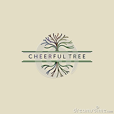 Abstract root and tree logo vector. Cheerful tree design with vibrant colors Vector Illustration