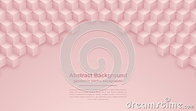 Abstract rose gold, pink texture background with hexagon shapes. 3D vector background can be used for posters, cover, flyer, Vector Illustration