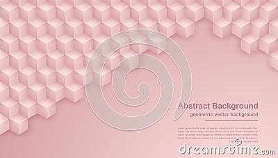 Abstract rose gold, pink texture background with hexagon shapes. 3D vector background can be used for posters, cover, flyer, Vector Illustration