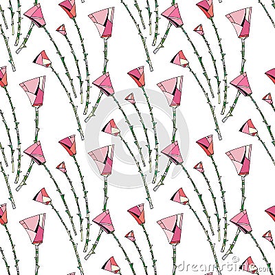 Abstract roses pattern. Floral seamless background. Stylized flowers design for textile, wrapping, wallpaper, fabric. Stock Photo