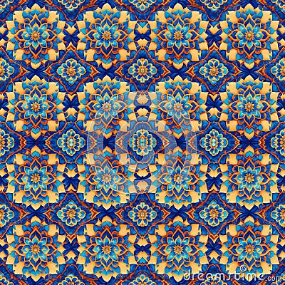 Abstract Rosette flowers design Mirror Pattern Seamless. Pattern mirrored repeat for background. Generative AI Stock Photo