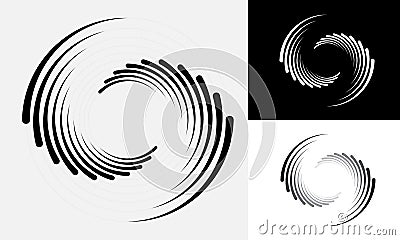 Abstract rotated lines in circle form as background. Design element for prints, logo, sign, symbol and textile pattern Vector Illustration